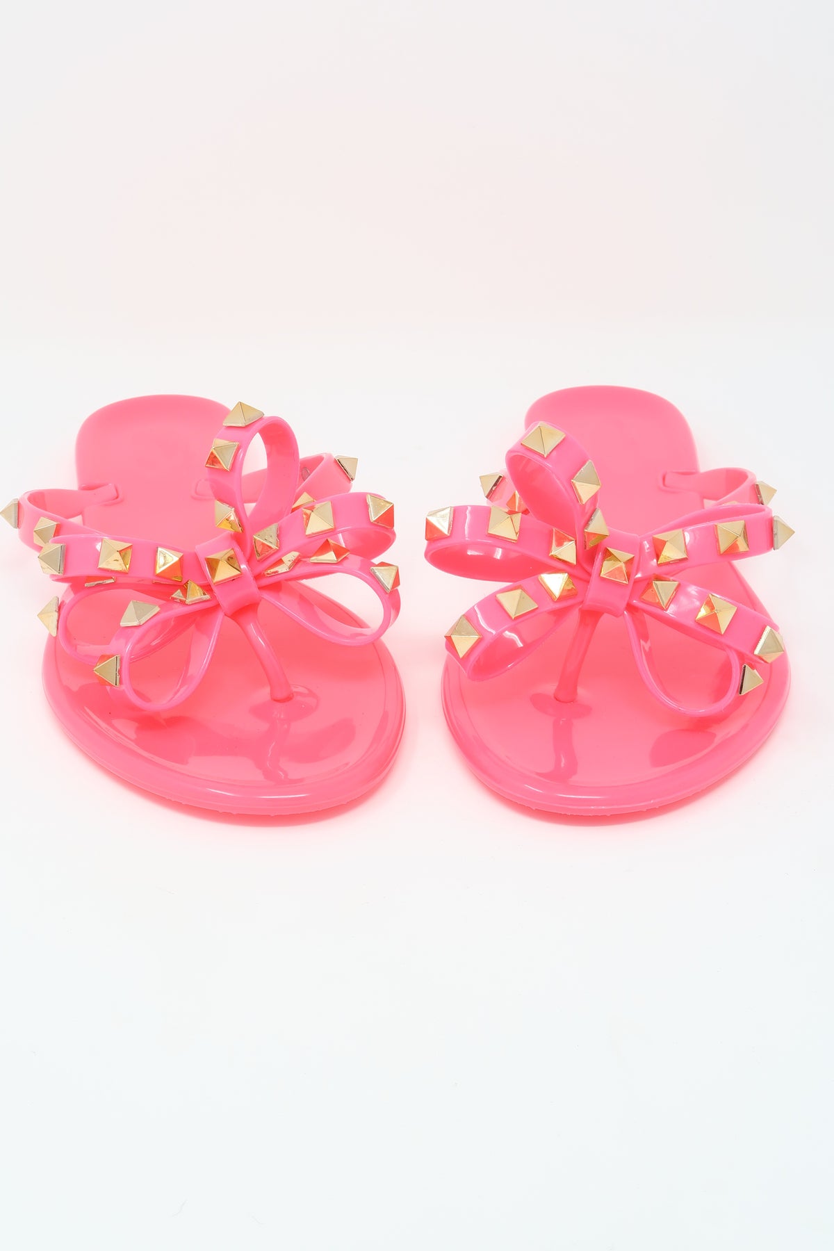 Women&#39;s Classic Studded Jelly Flip Flops with bow