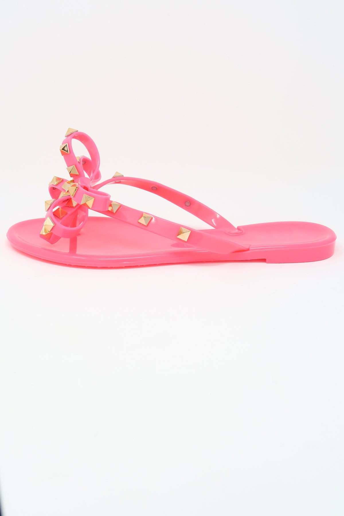 Women&#39;s Classic Studded Jelly Flip Flops with bow