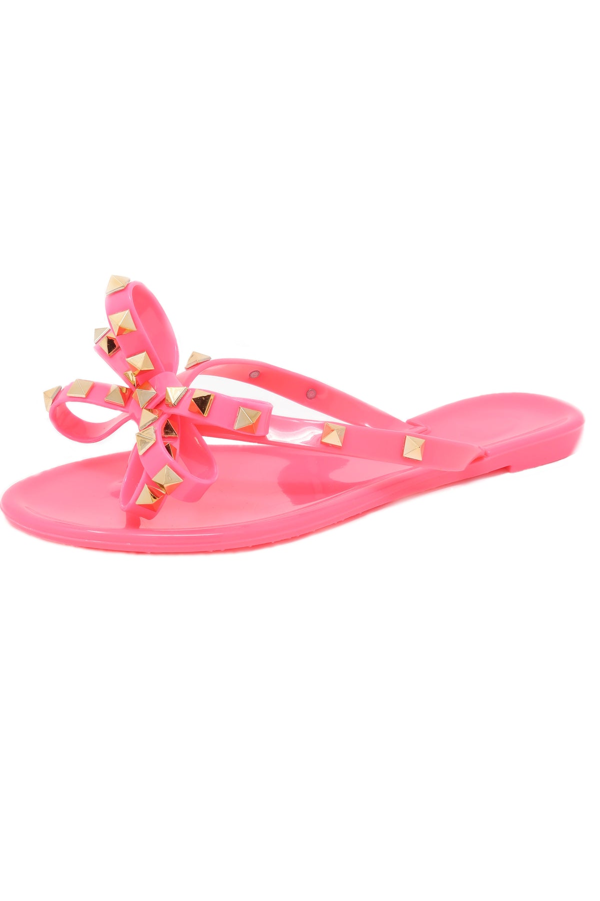 Women&#39;s Classic Studded Jelly Flip Flops with bow