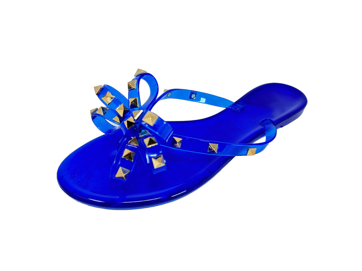 Women&#39;s Classic Studded Jelly Flip Flops with bow