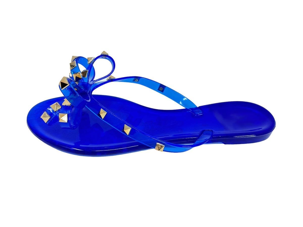 Women&#39;s Classic Studded Jelly Flip Flops with bow