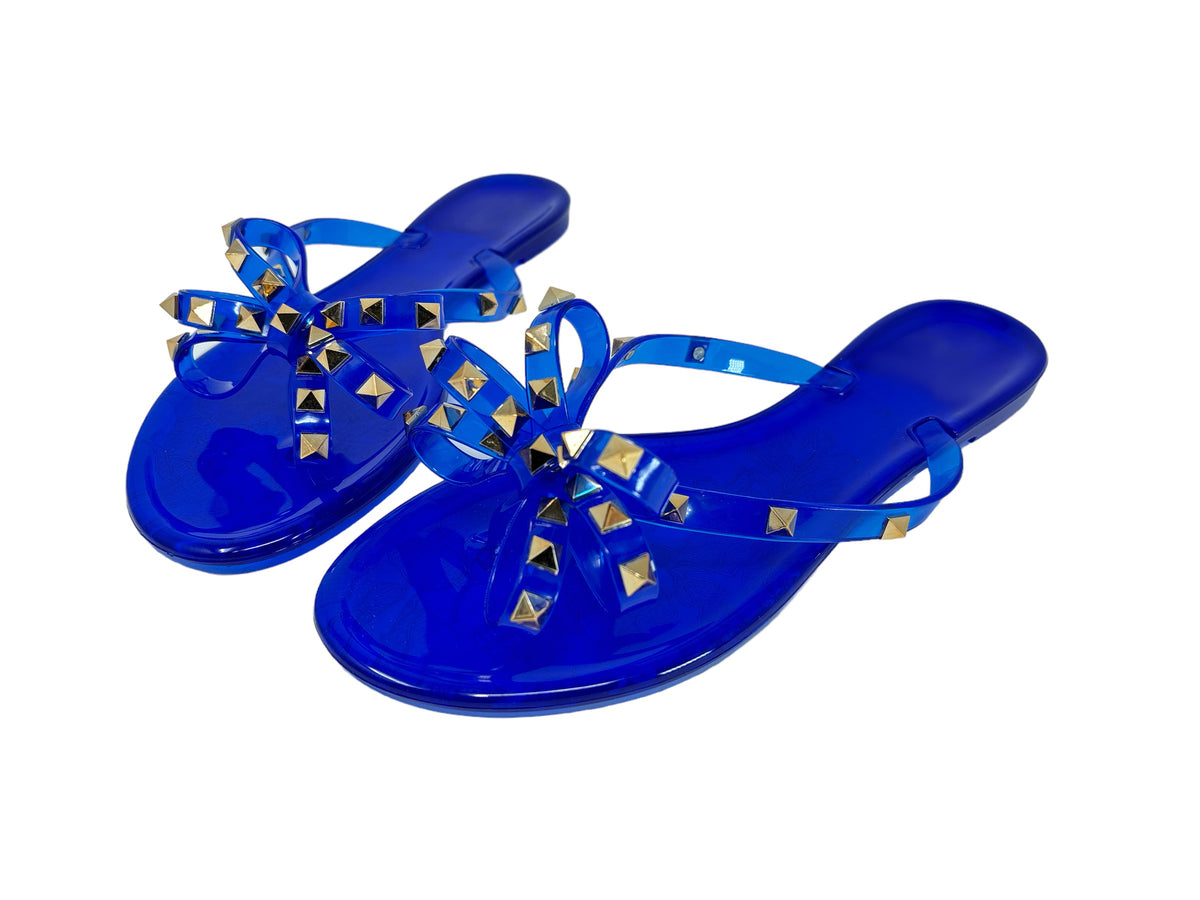 Women&#39;s Classic Studded Jelly Flip Flops with bow