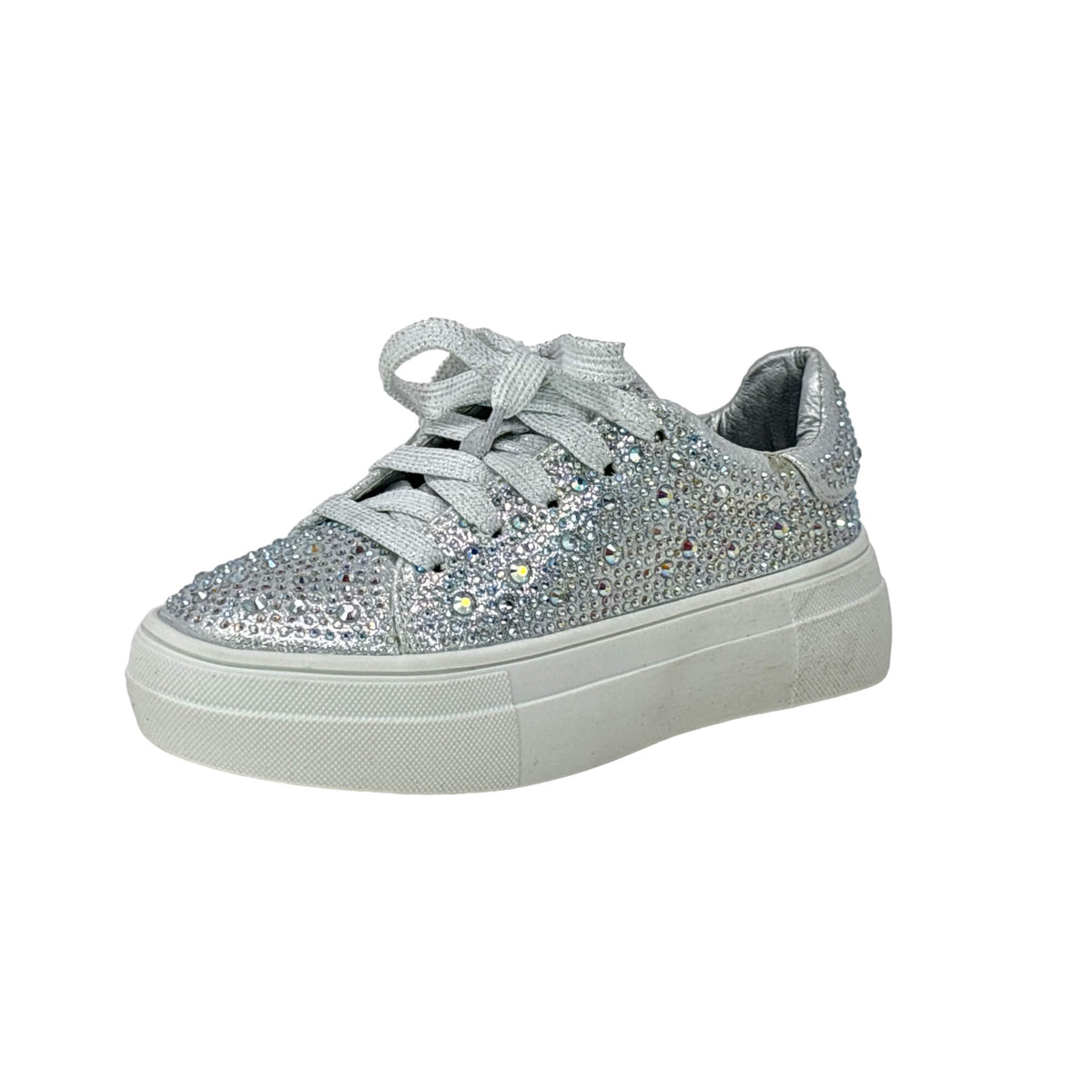 Little Girl&#39;s Rhinestone lace up tennis shoe dance shoes flat shoes Silver shoes lace up shoes rhinestone shoes for kids sneakers and toddler sneakers Bling shoes for kids