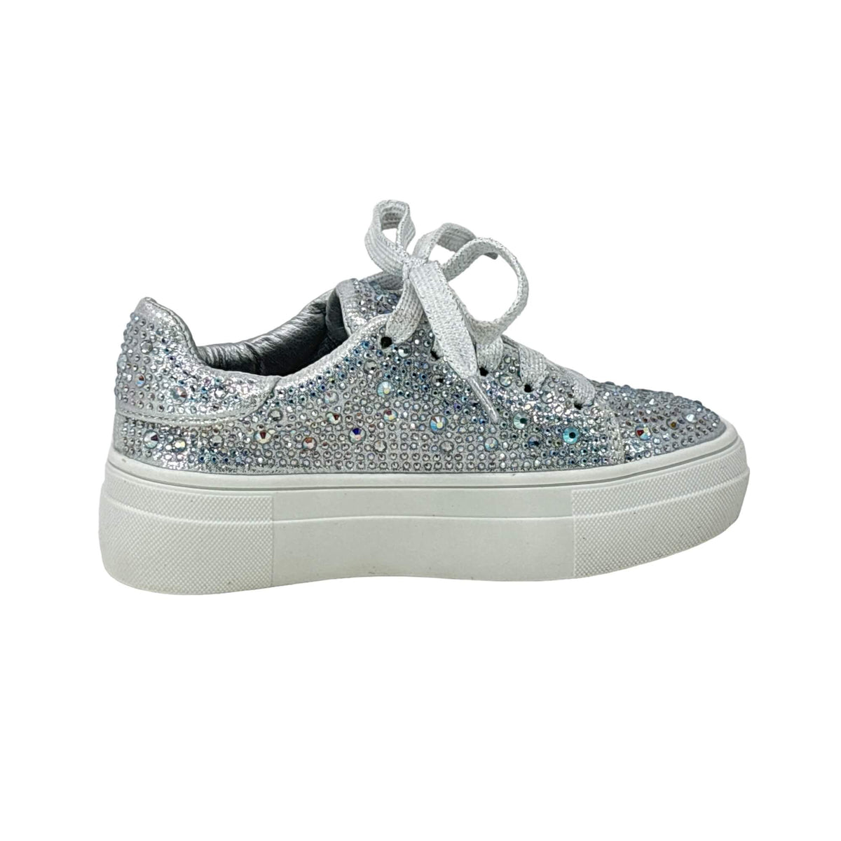 Little Girl&#39;s Rhinestone lace up tennis shoe dance shoes flat shoes Silver shoes lace up shoes rhinestone shoes for kids sneakers and toddler sneakers Bling shoes for kids