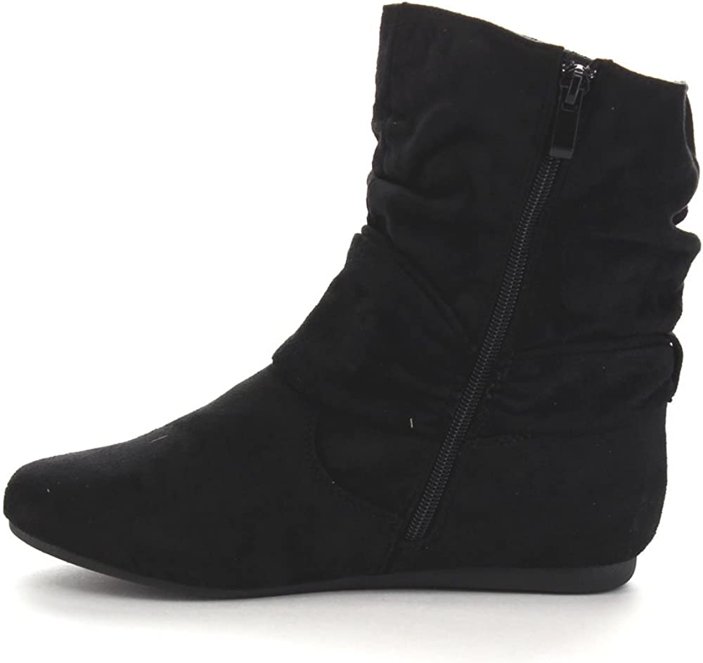 Women&#39;s Faux Suede Slouch Ankle Bootie with buckle