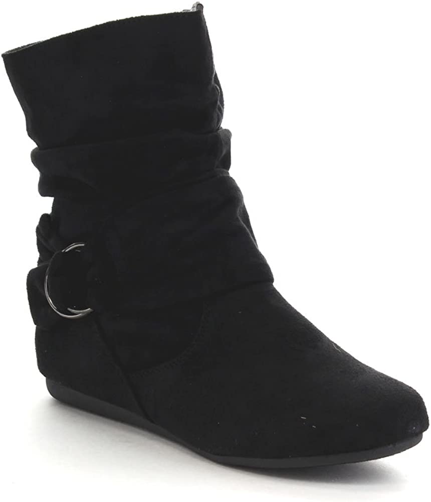 Women&#39;s Faux Suede Slouch Ankle Bootie with buckle