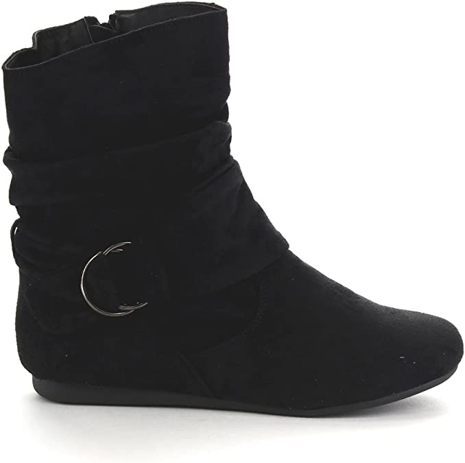 Women&#39;s Faux Suede Slouch Ankle Bootie with buckle