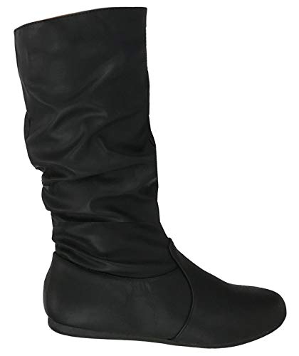 Forever Women&#39;s Boots Soft Slouchy Flat to Low Heel Under Knee High Black