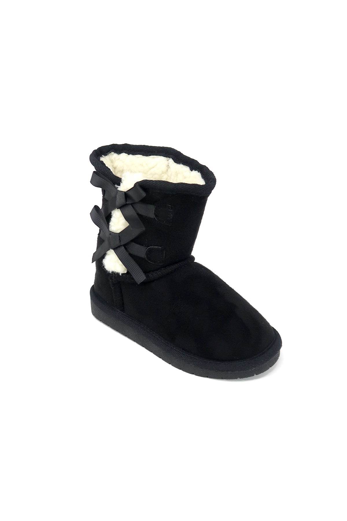 Forever Link Ann 36K Little Girls Shearling Bowtie Fur Boots Black