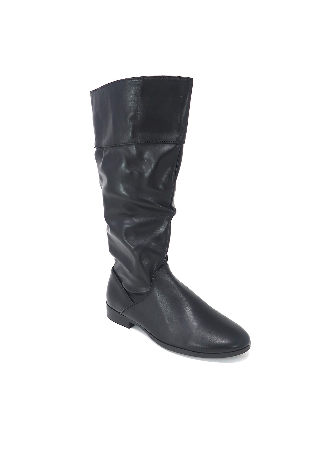 Women&#39;s Knee High Slouch Boots With Zipper Black