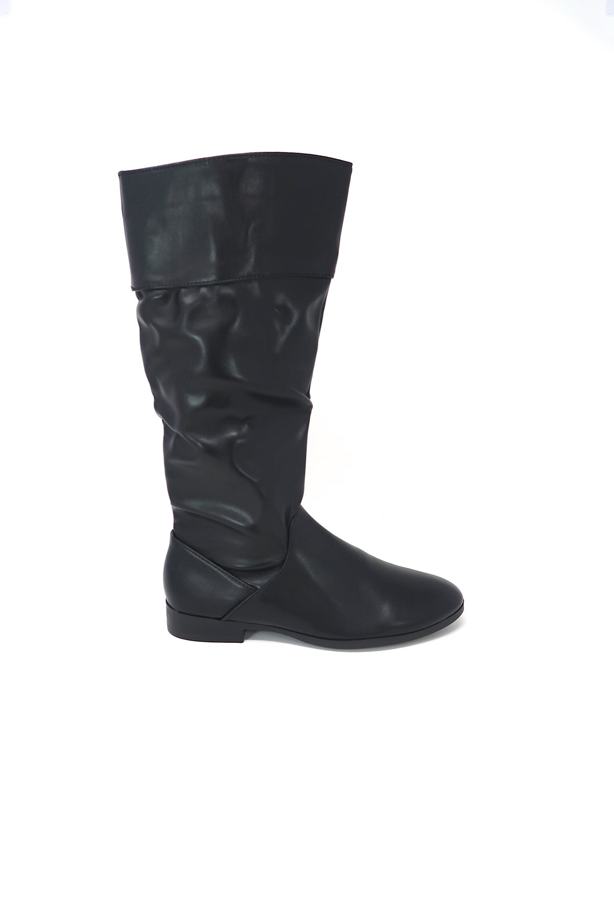 Women&#39;s Knee High Slouch Boots With Zipper Black