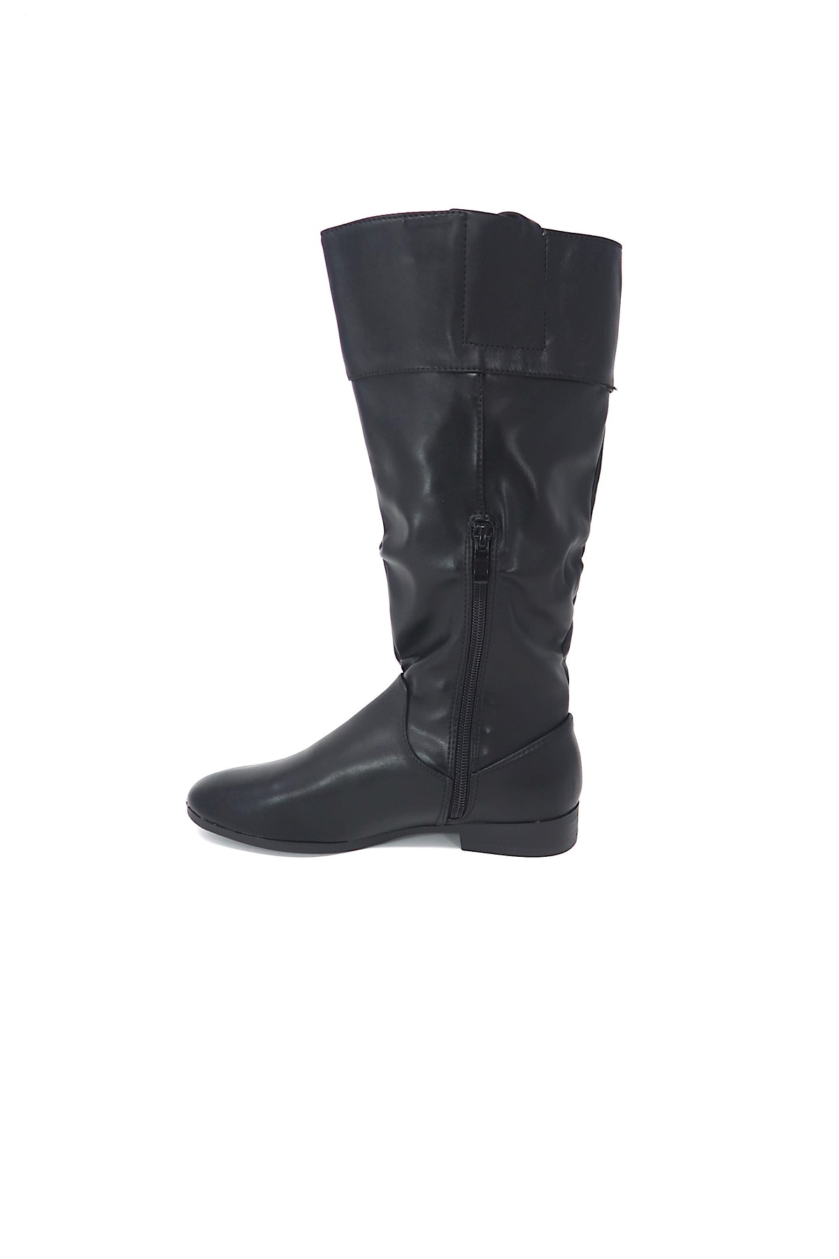 Women&#39;s Knee High Slouch Boots With Zipper Black