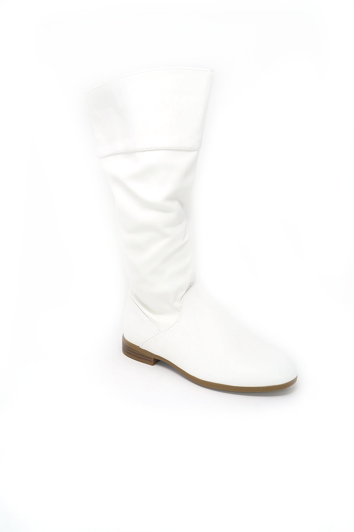 Women&#39;s Knee High Slouch Boots With Zipper White 