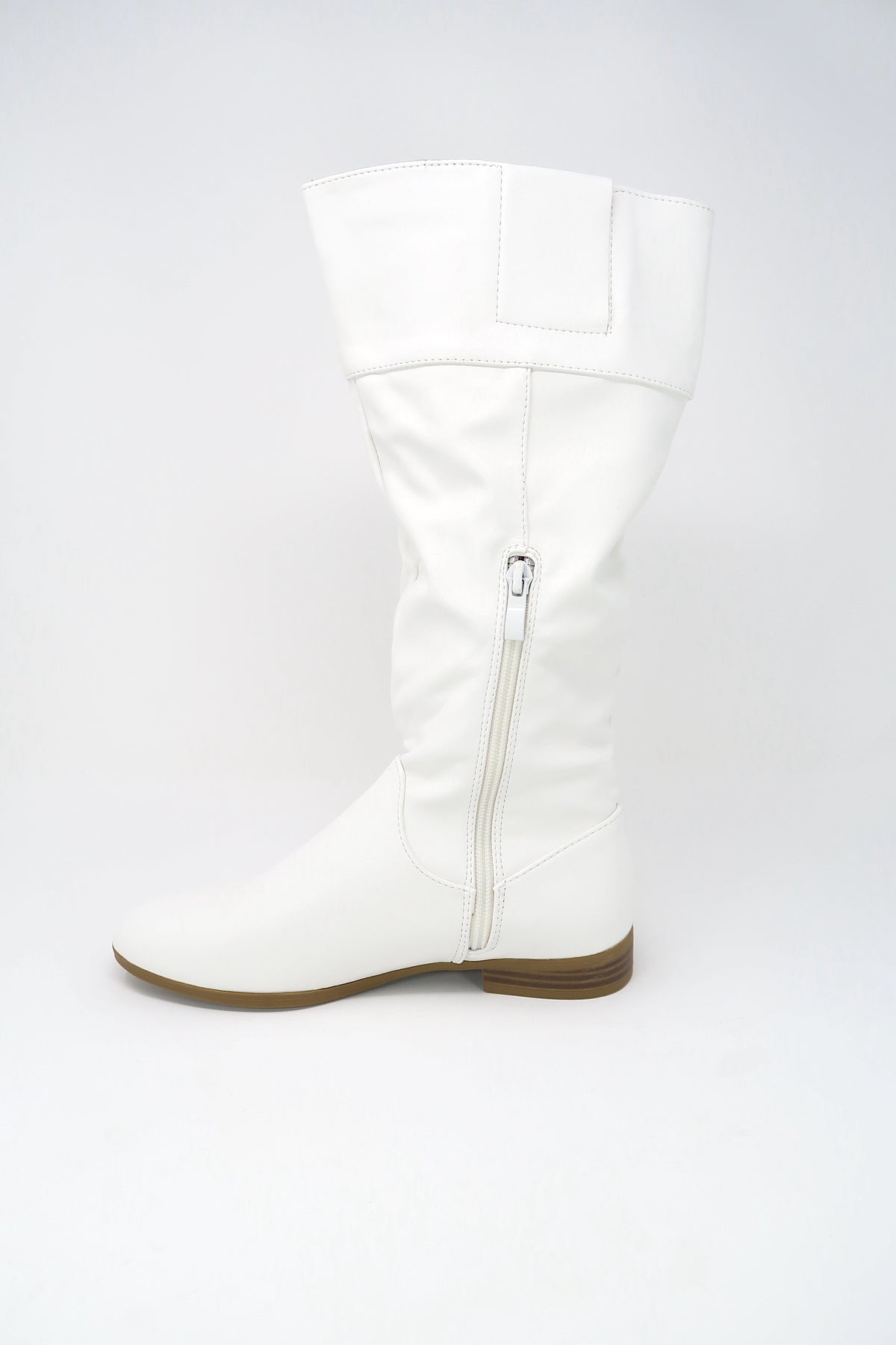 Women&#39;s Knee High Slouch Boots With Zipper White 