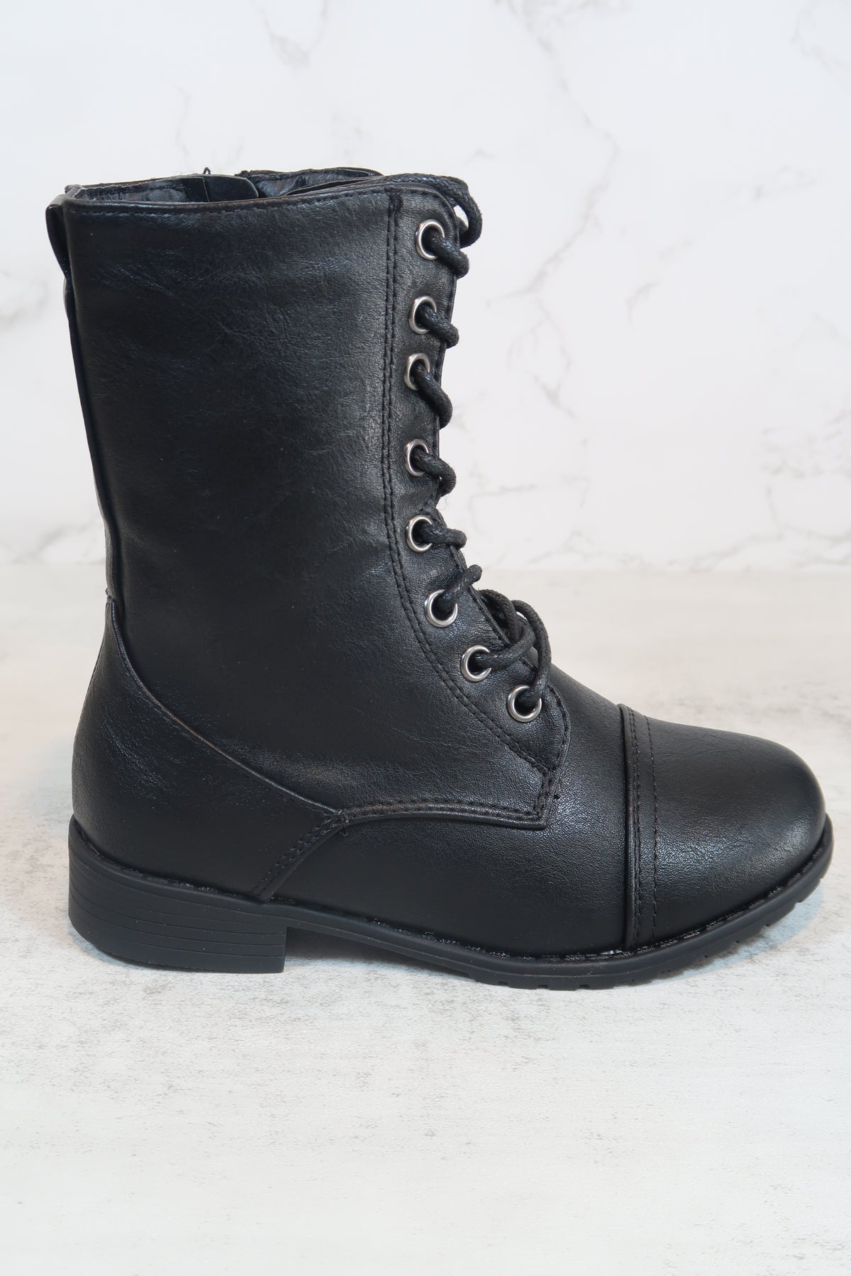 Link Beyonce-62K Girls Lace Up Combat Boots Black