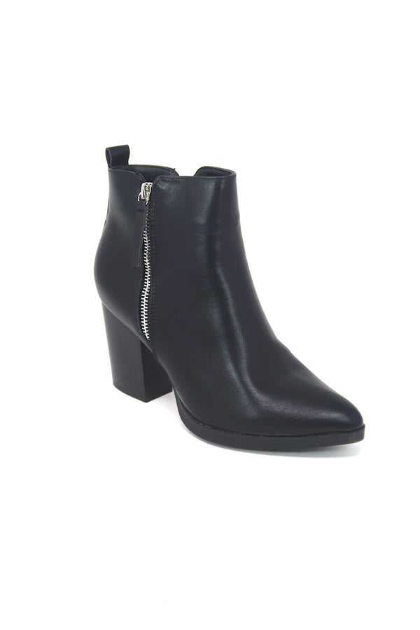 Top Moda Women's Zip up Stacked Low Heel Ankle Booties - Shoe Fash