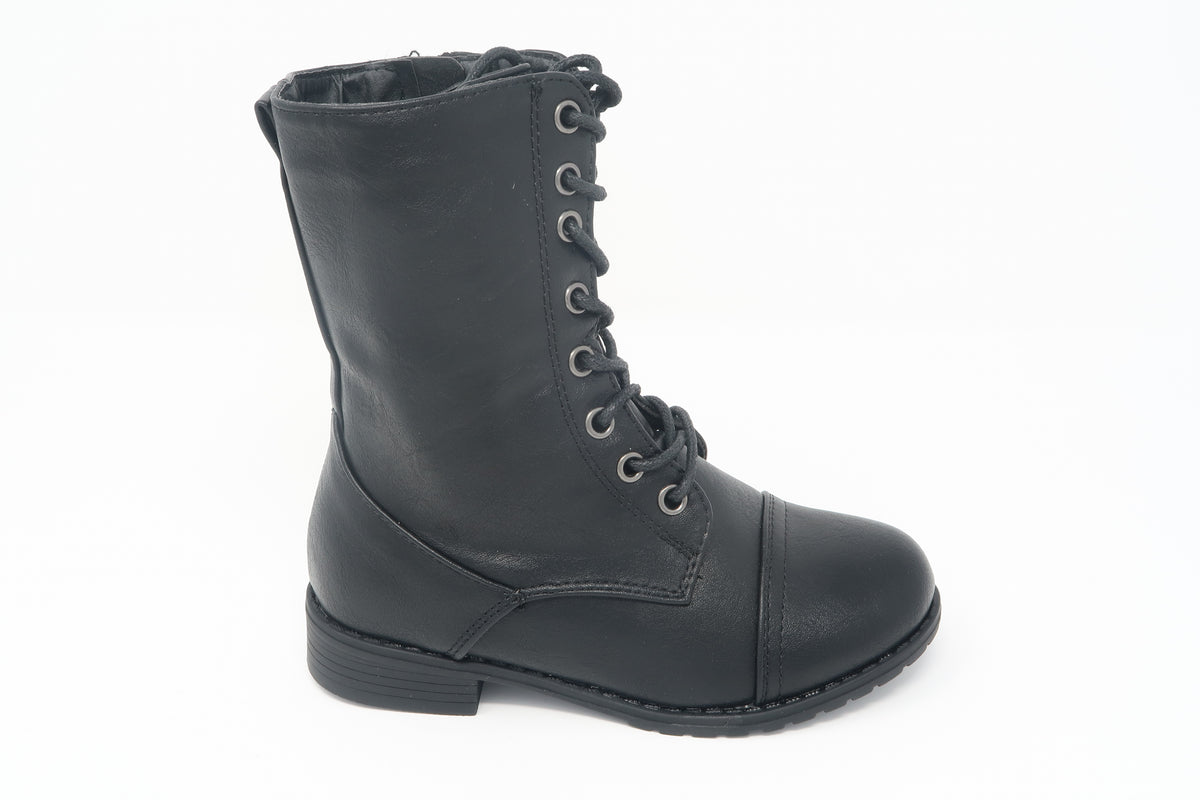 Link Beyonce-62K Girls Lace Up Combat Boots Black