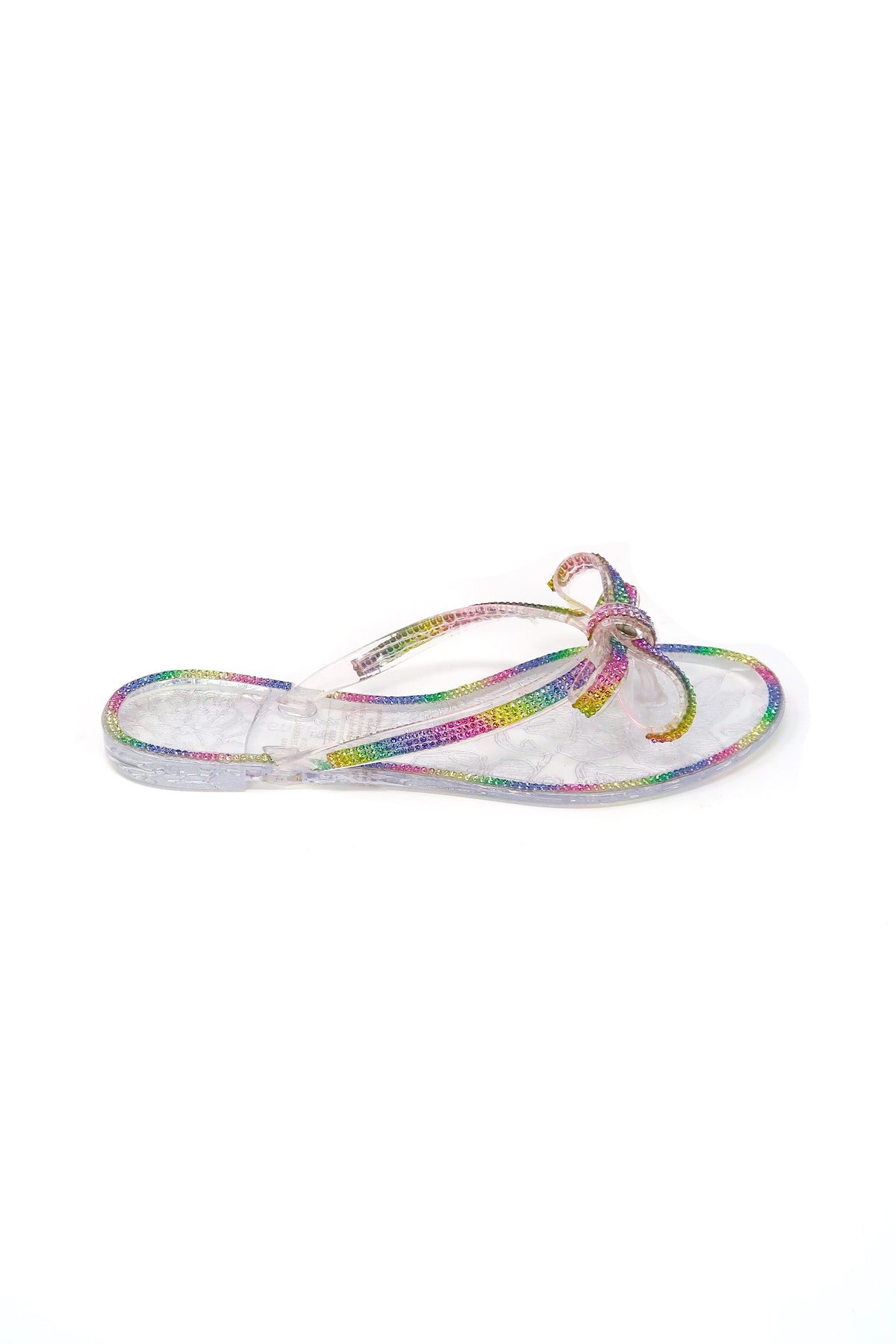 Women&#39;s Jelly Rhinestone Bow bling Flip Flops Multi Clear