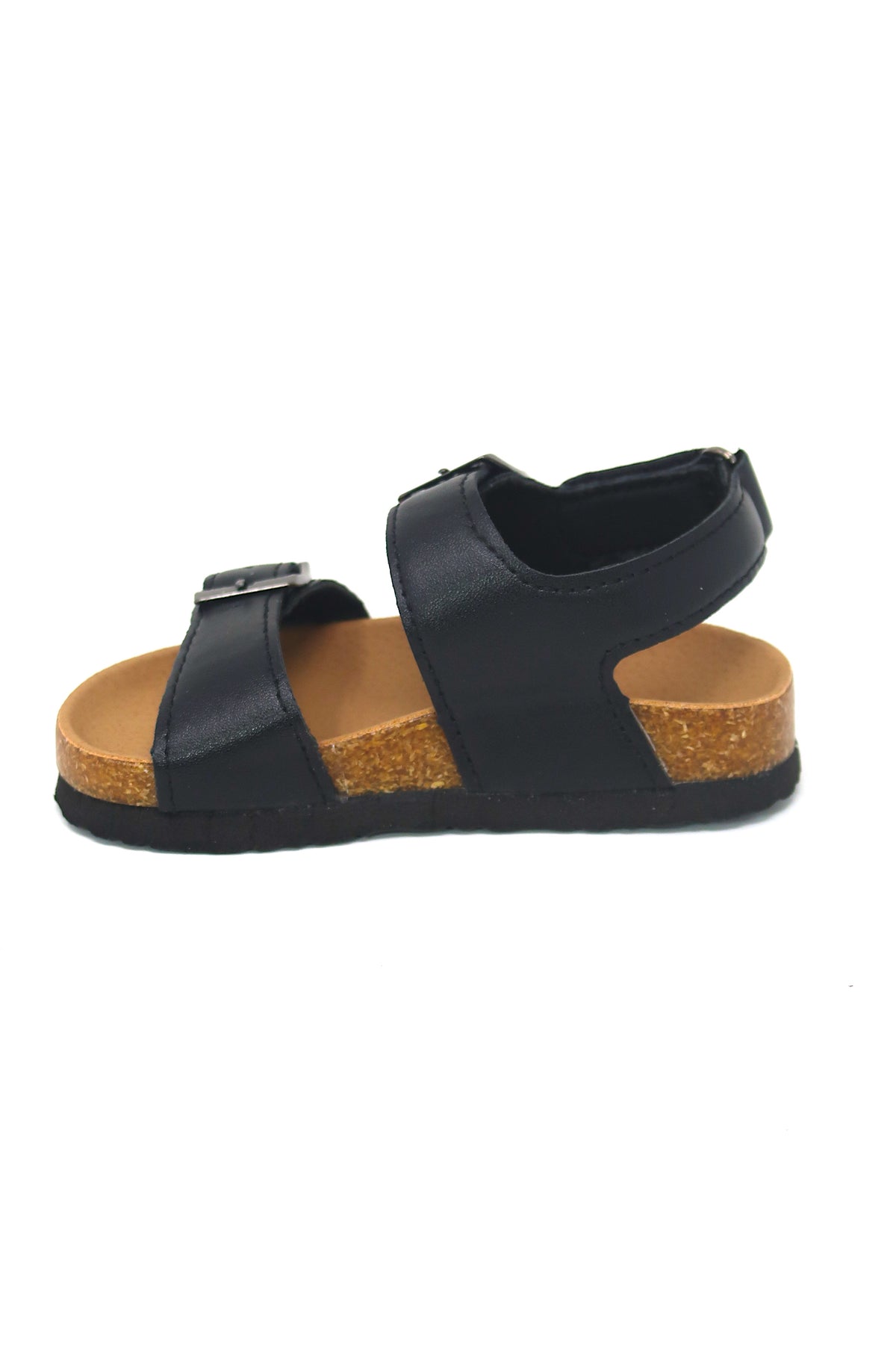 Toddler Girl&#39;s Double Buckle strap cork Hook &amp; Loop Glitter &amp; Pu Flat Sandals Black