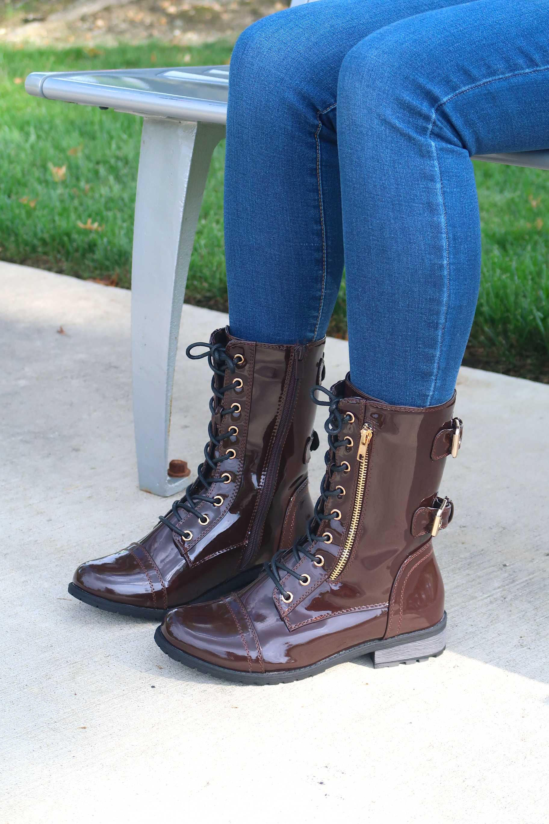 Womens brown combat style boots cheap