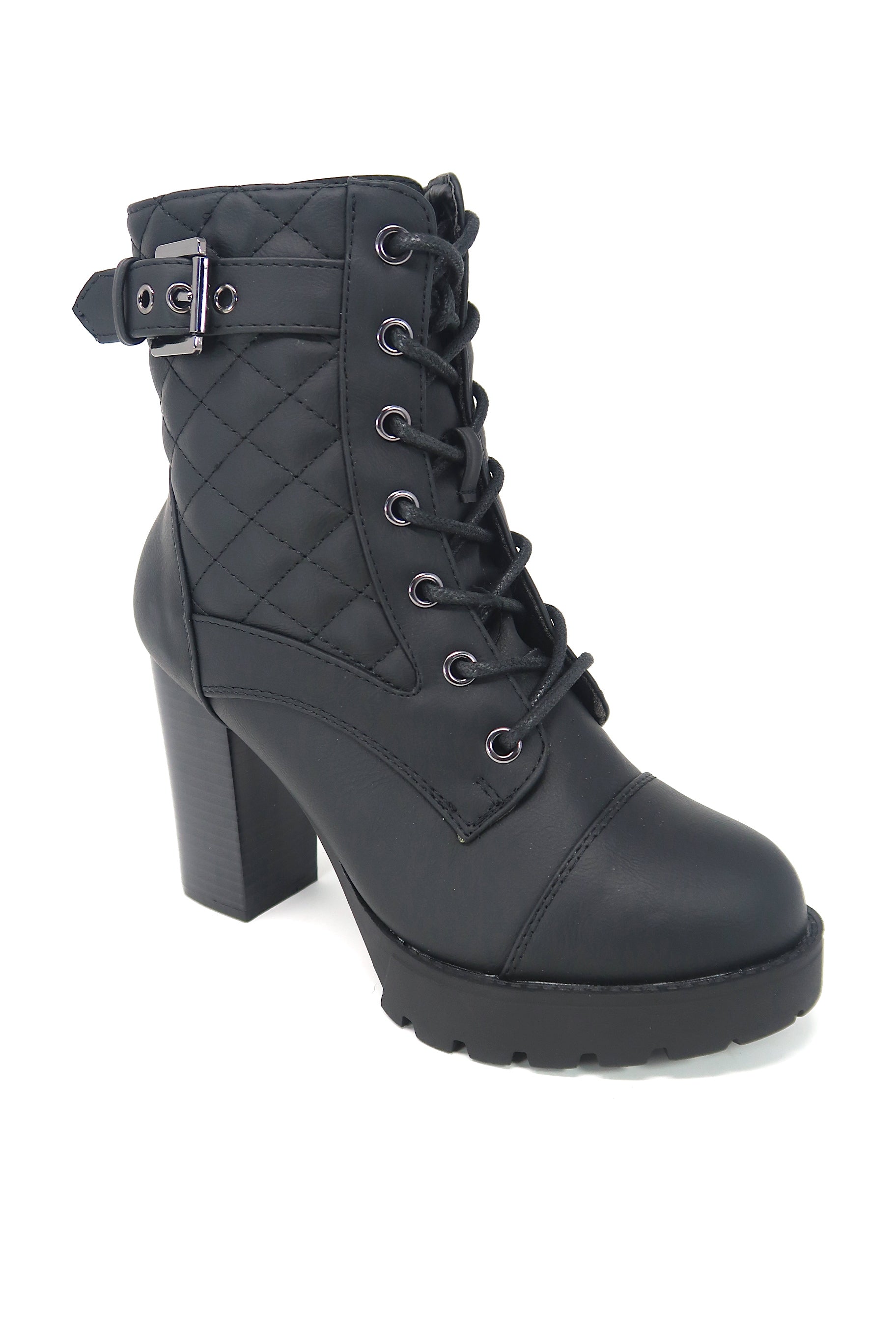 Vikky - Strappy Mesh Cutout Lace Up Ankle Booties (Street Sole