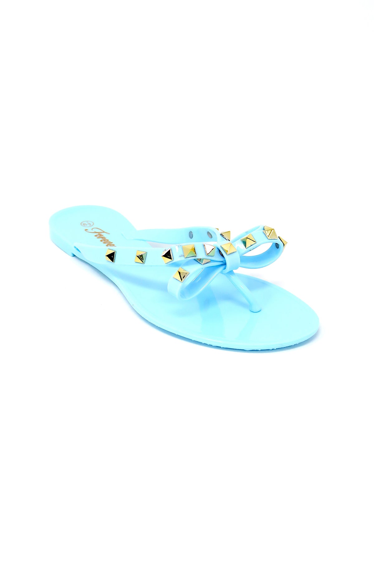 Womens Studded Jelly Flip Flops Sandals with Bow