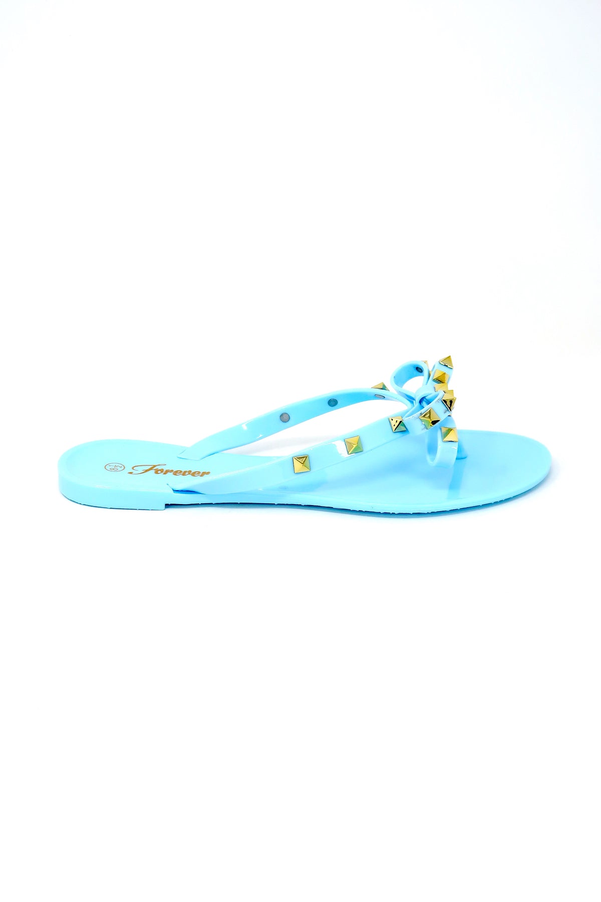 Womens Studded Jelly Flip Flops Sandals with Bow