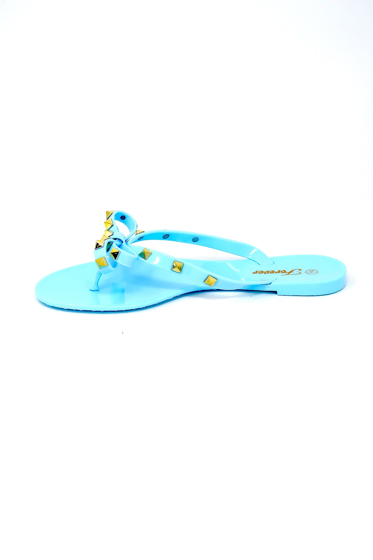 Womens Studded Jelly Flip Flops Sandals with Bow