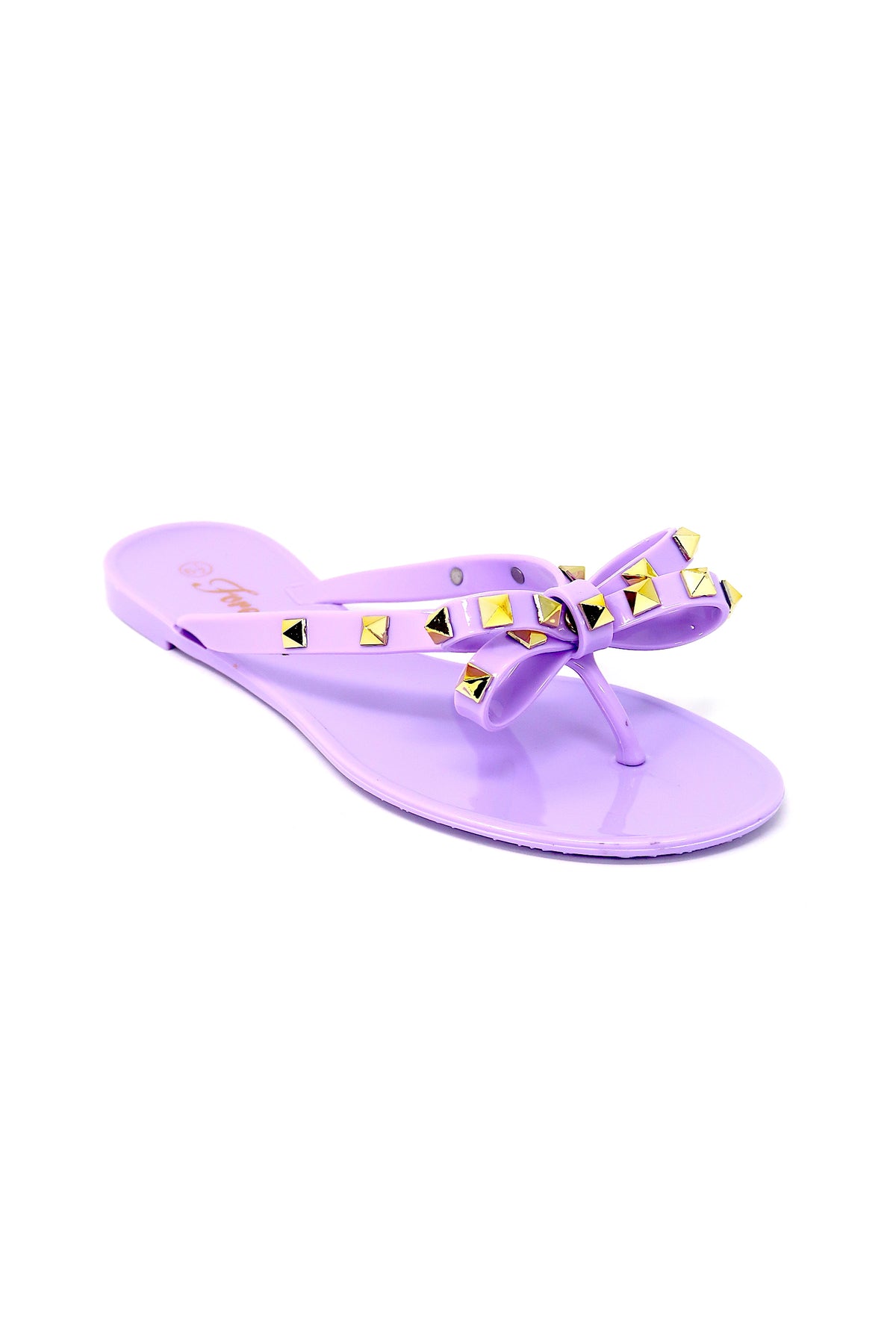 Womens Studded Jelly Flip Flops Sandals with Bow