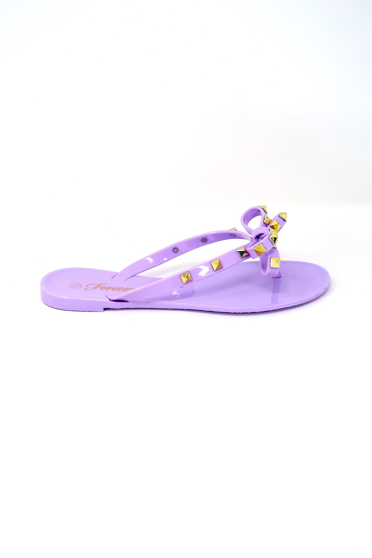 Womens Studded Jelly Flip Flops Sandals with Bow