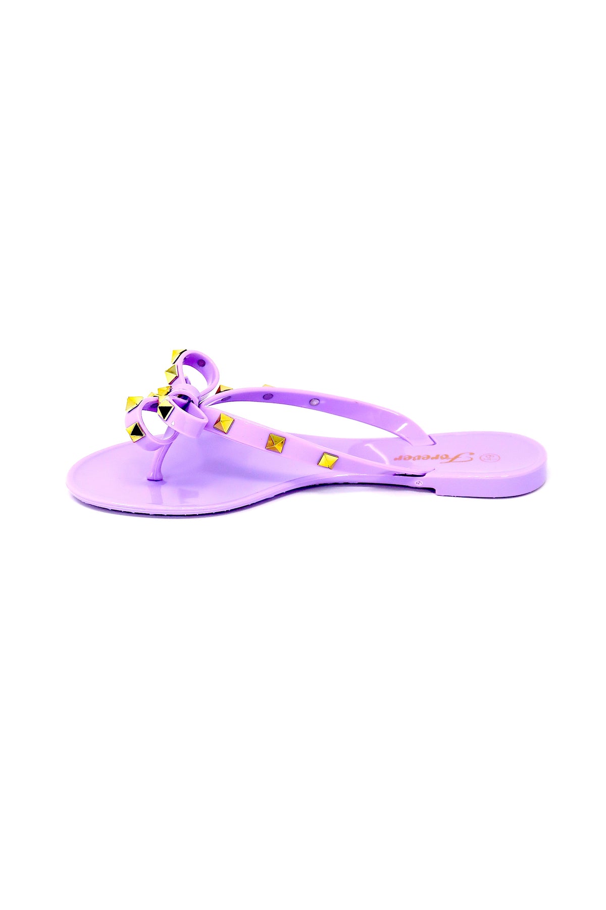 Womens Studded Jelly Flip Flops Sandals with Bow