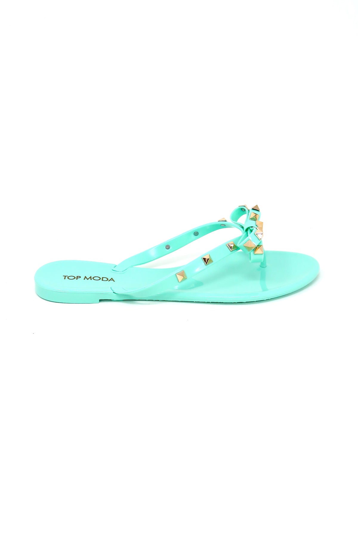 Womens Studded Jelly Flip Flops Sandals with Bow