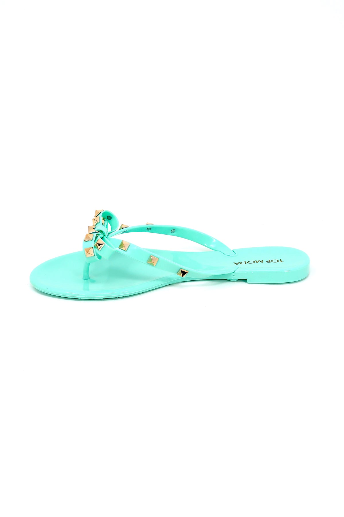 Womens Studded Jelly Flip Flops Sandals with Bow