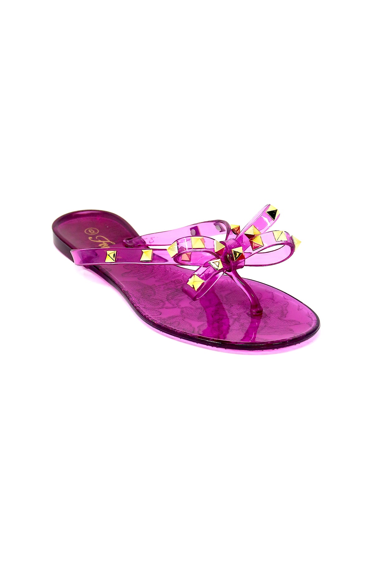 Womens Studded Jelly Flip Flops Sandals with Bow