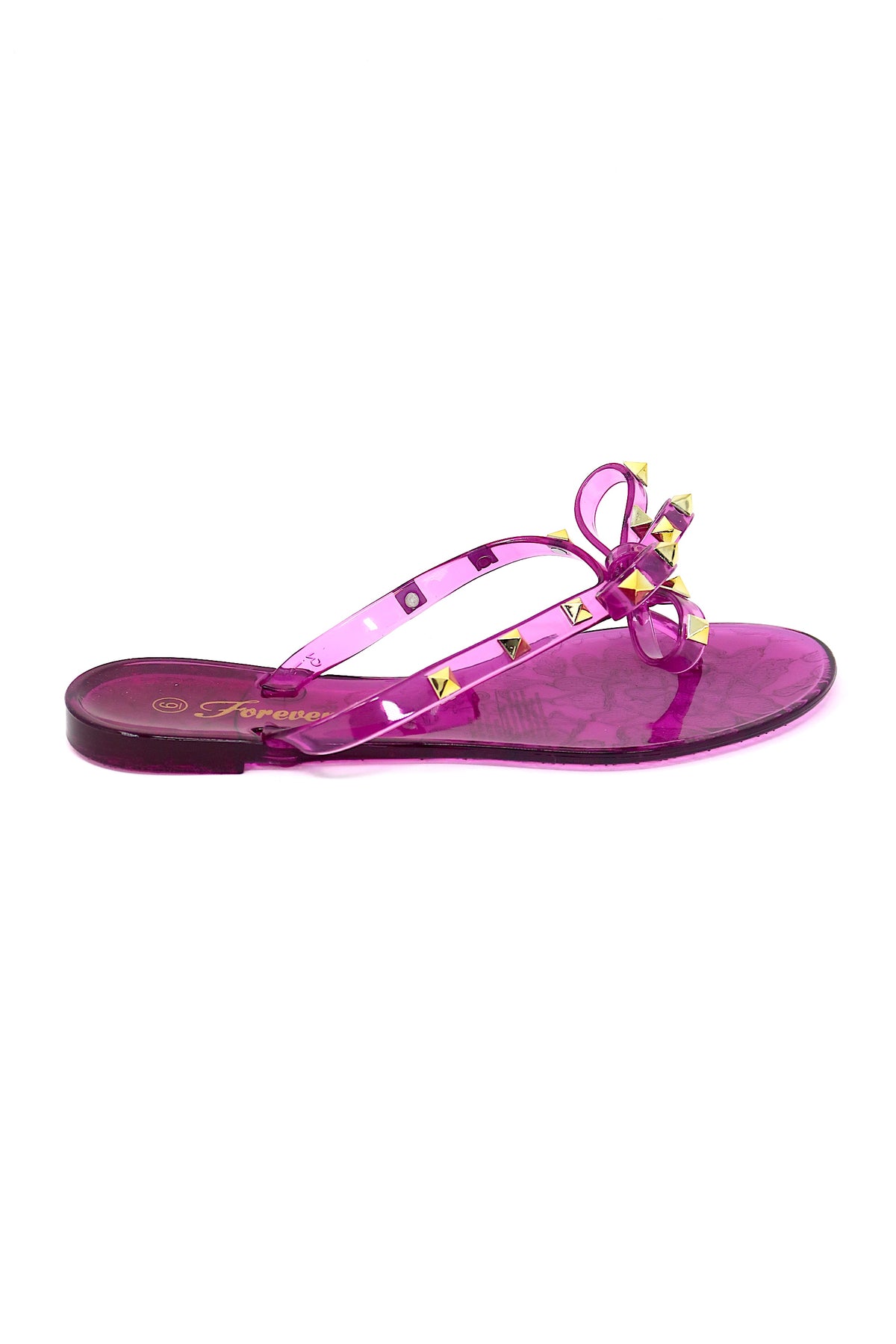 Womens Studded Jelly Flip Flops Sandals with Bow