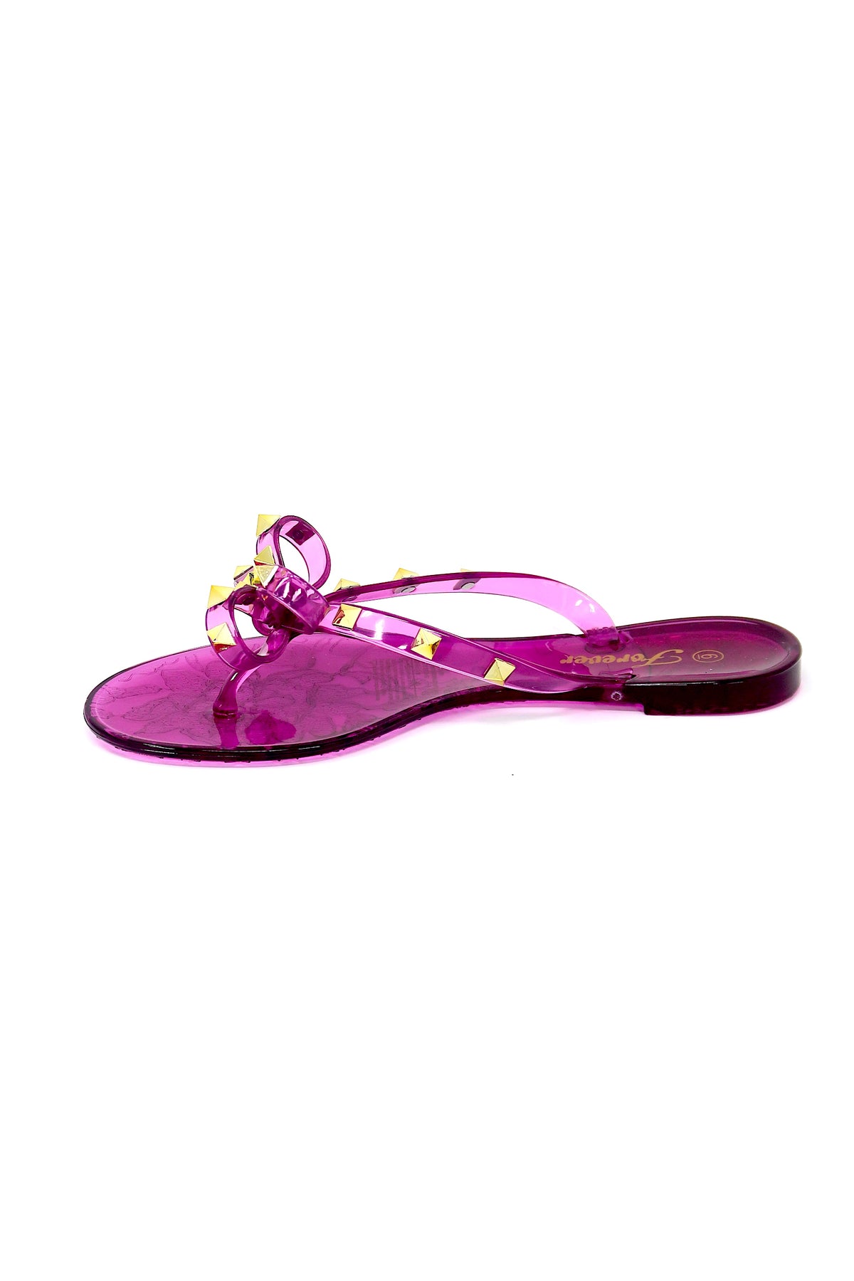 Womens Studded Jelly Flip Flops Sandals with Bow