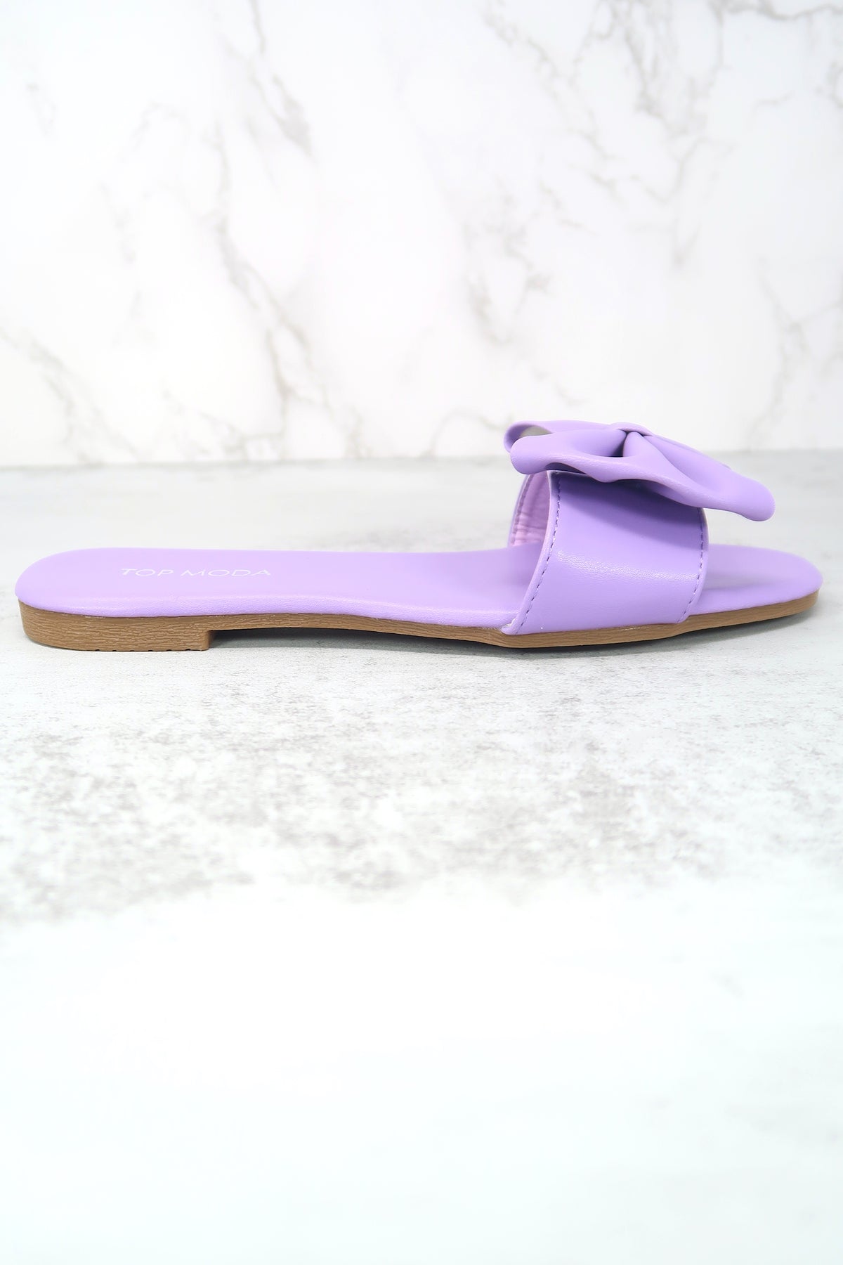 TOP Moda Women&#39;s Salinas-35 Comfy Padded Insole Casual Bowknot Slide Purple