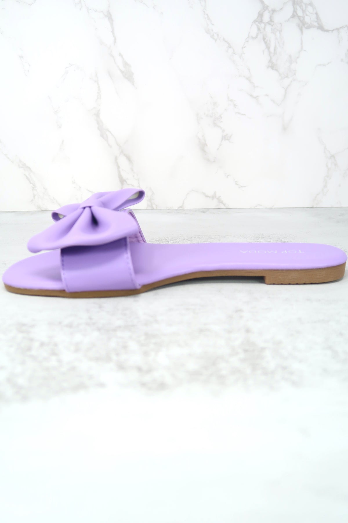 TOP Moda Women&#39;s Salinas-35 Comfy Padded Insole Casual Bowknot Slide Purple