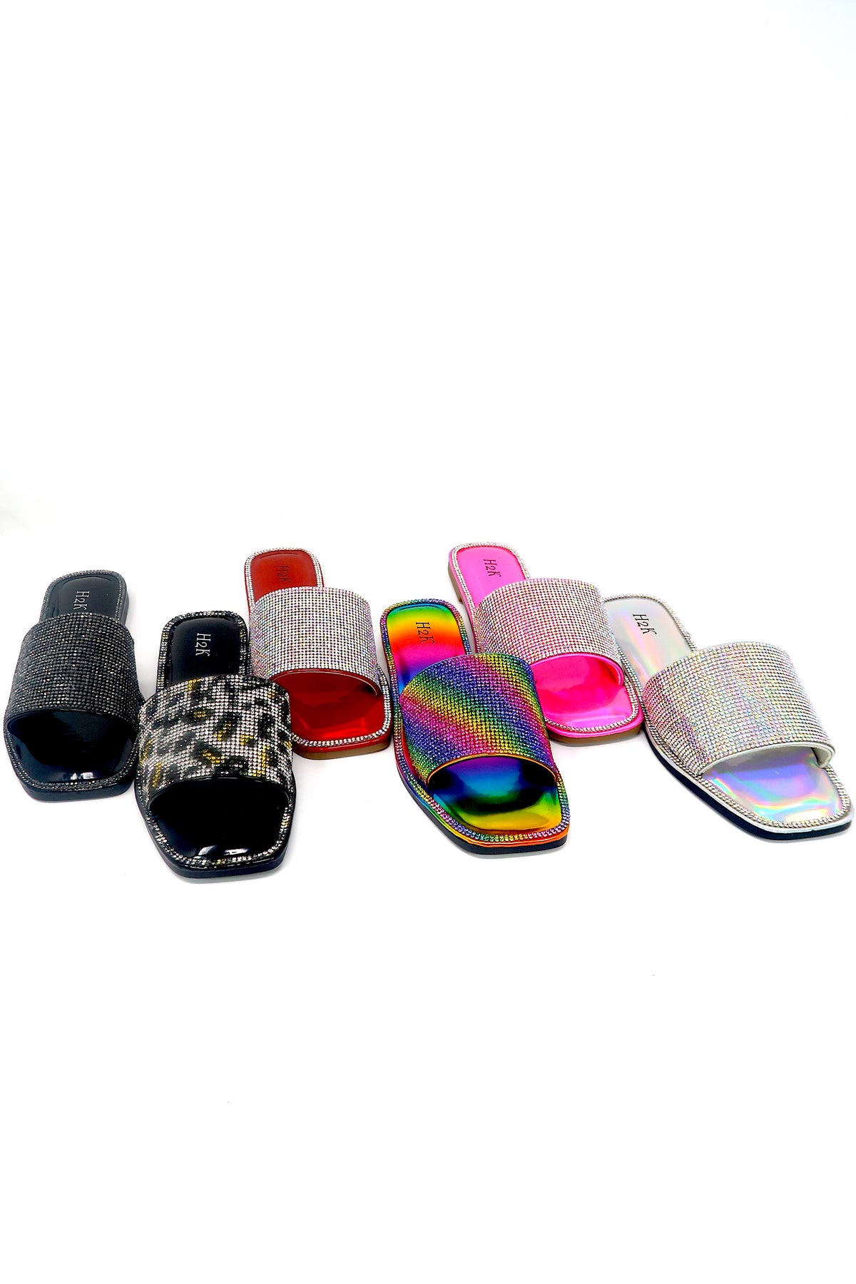 Women&#39;s Rhinestone Slip On Flat Slide Sandals