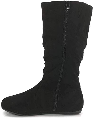 Forever Women&#39;s Boots Soft Slouchy Flat to Low Heel Under Knee High Black